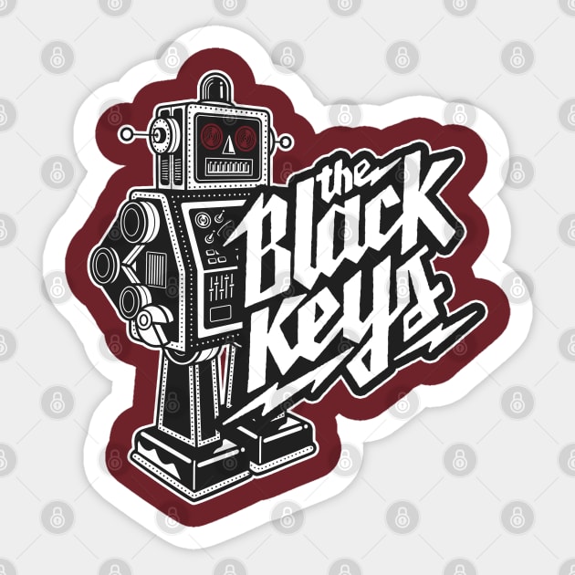 The Black Keys Retro Rockin'  Robot (Colored Eyes, Double-Sided) Sticker by Recondo76